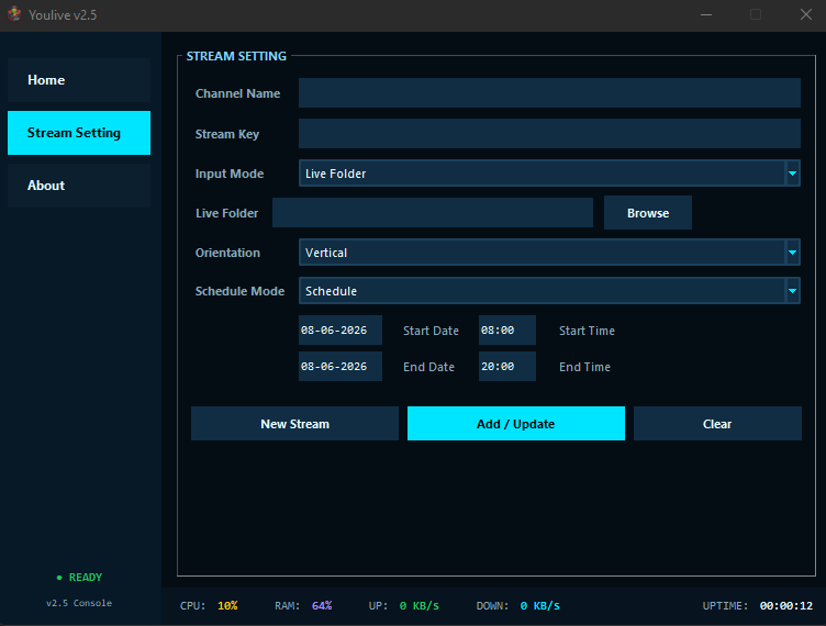 Dashboard Youlive v2.5